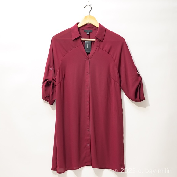 Alfani tunic from Macys, malbec sheer button down, never worn, tags attached - Picture 1 of 5